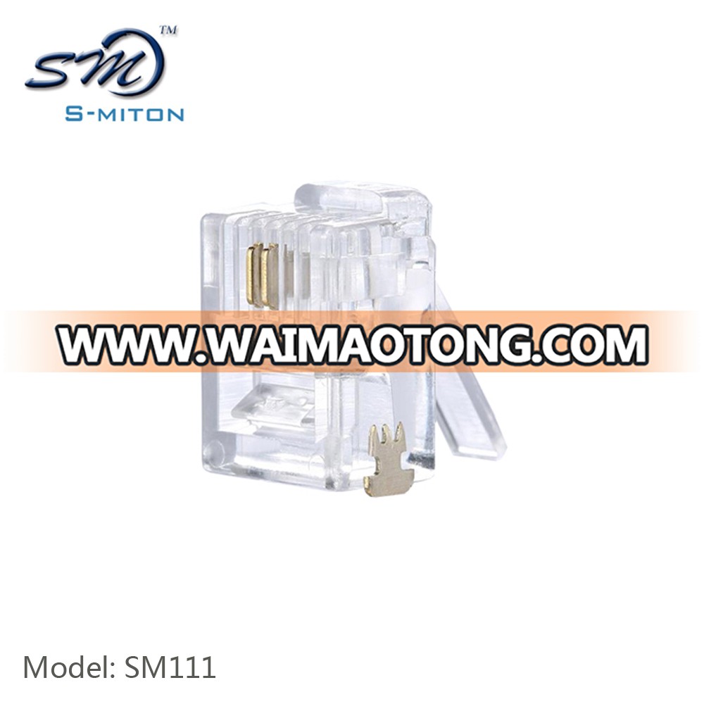 Hot sell CAT3 RJ11 6 pin crystal head plug 2 core connector